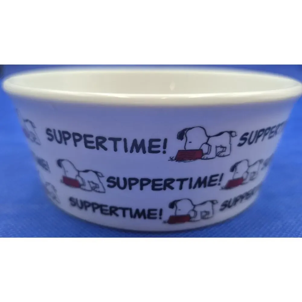 Gibson Peanuts SNOOPY Suppertime Ceramic Pet Food Dish 5.25x2